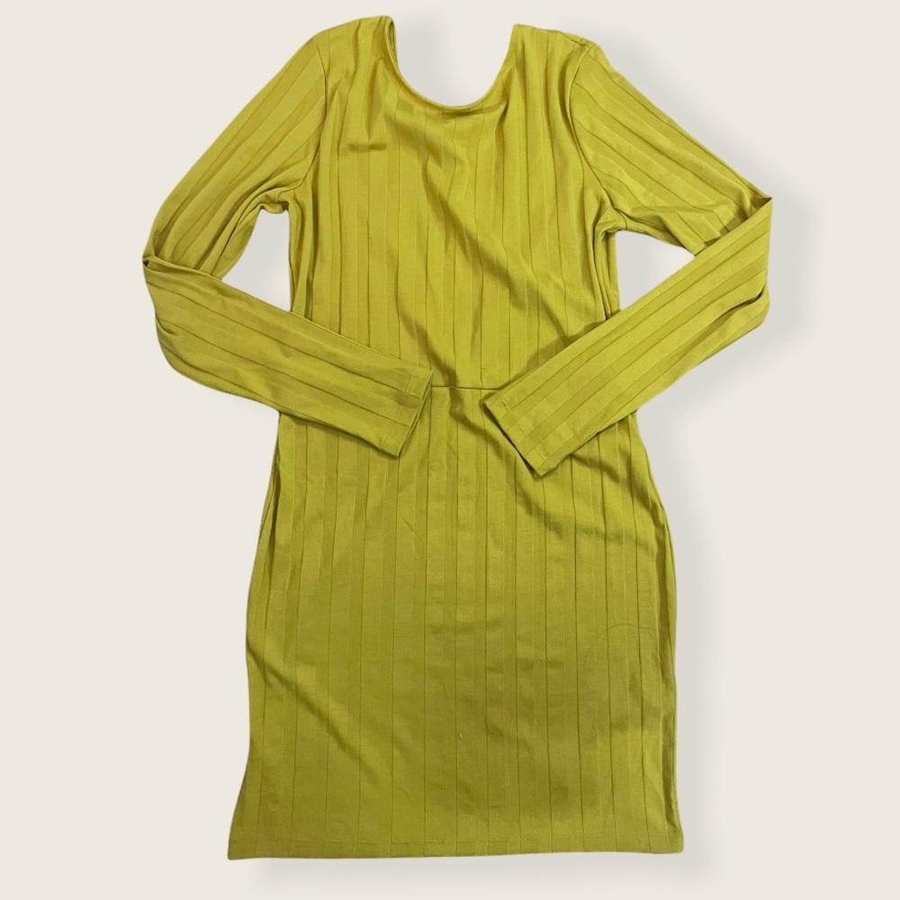 forever 21 yellow v back dress
